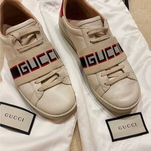 Gucci Beige Leather Sneakers